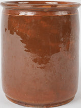 Antique French jam pot - brown-orange 6¼"