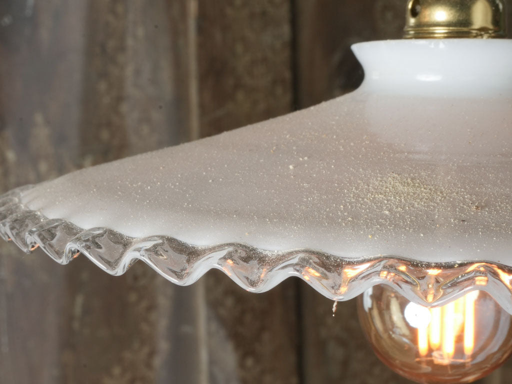 Re-electrified 1930s French globe pendant