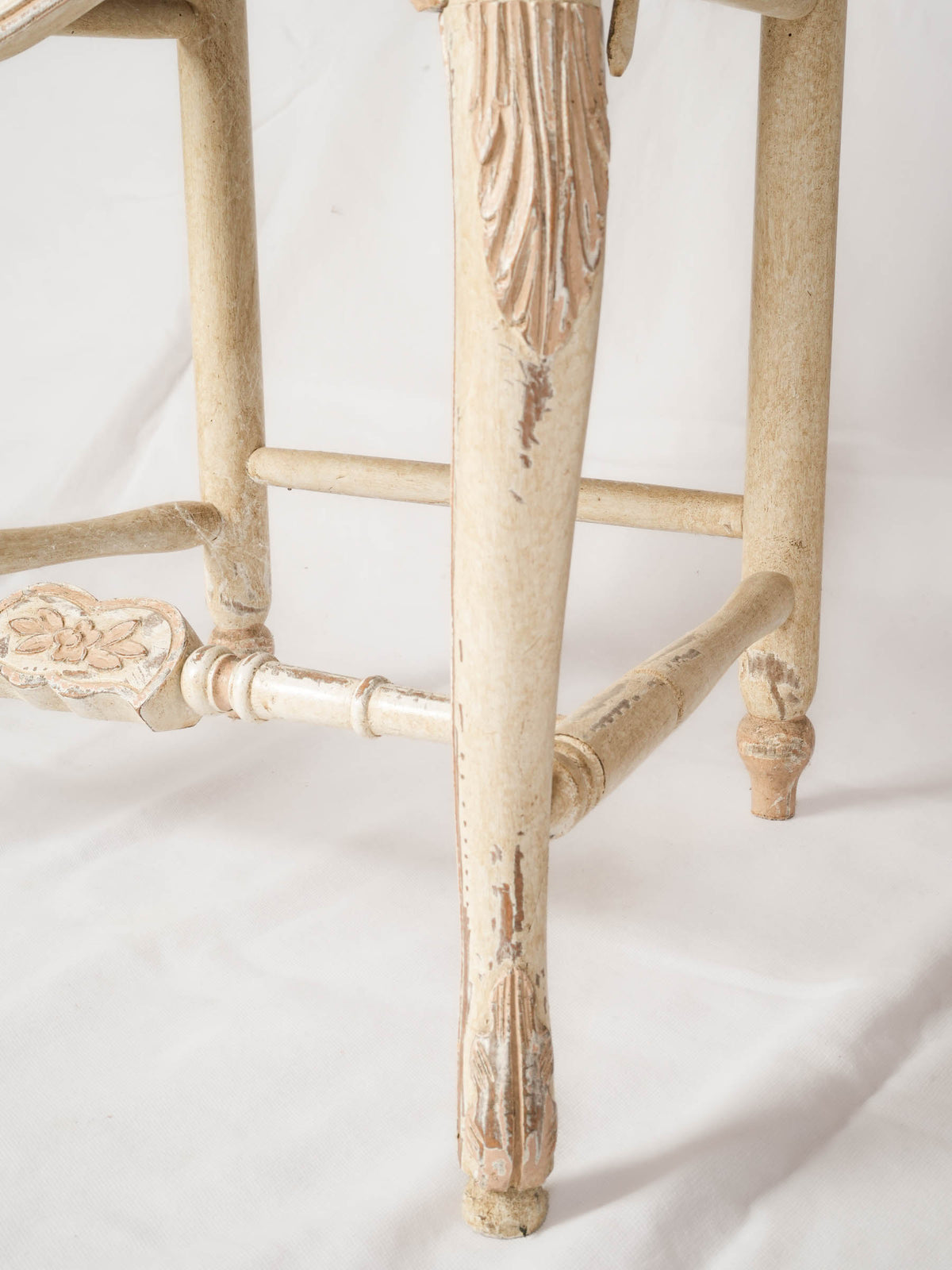 Painted Provençal Ladderback Armchair With Rush Seat and Floral Cushion