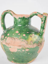 Antique French green "orjol" pitcher - small 9¾"