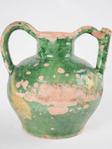 Antique French green "orjol" pitcher - small 9¾"