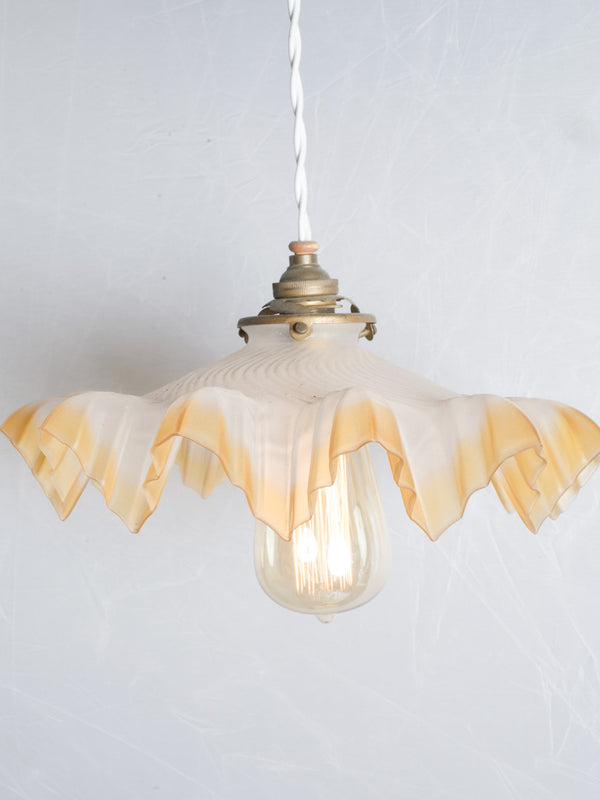 Vintage French frosted glass pendant light