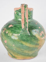 Antique French green "orjol" pitcher - small 9¾"