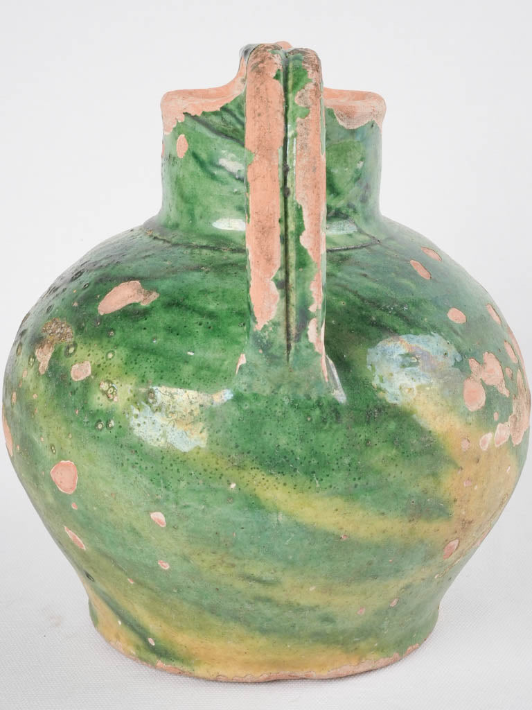 Antique French green "orjol" pitcher - small 9¾"