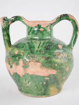 Antique French green "orjol" pitcher - small 9¾"