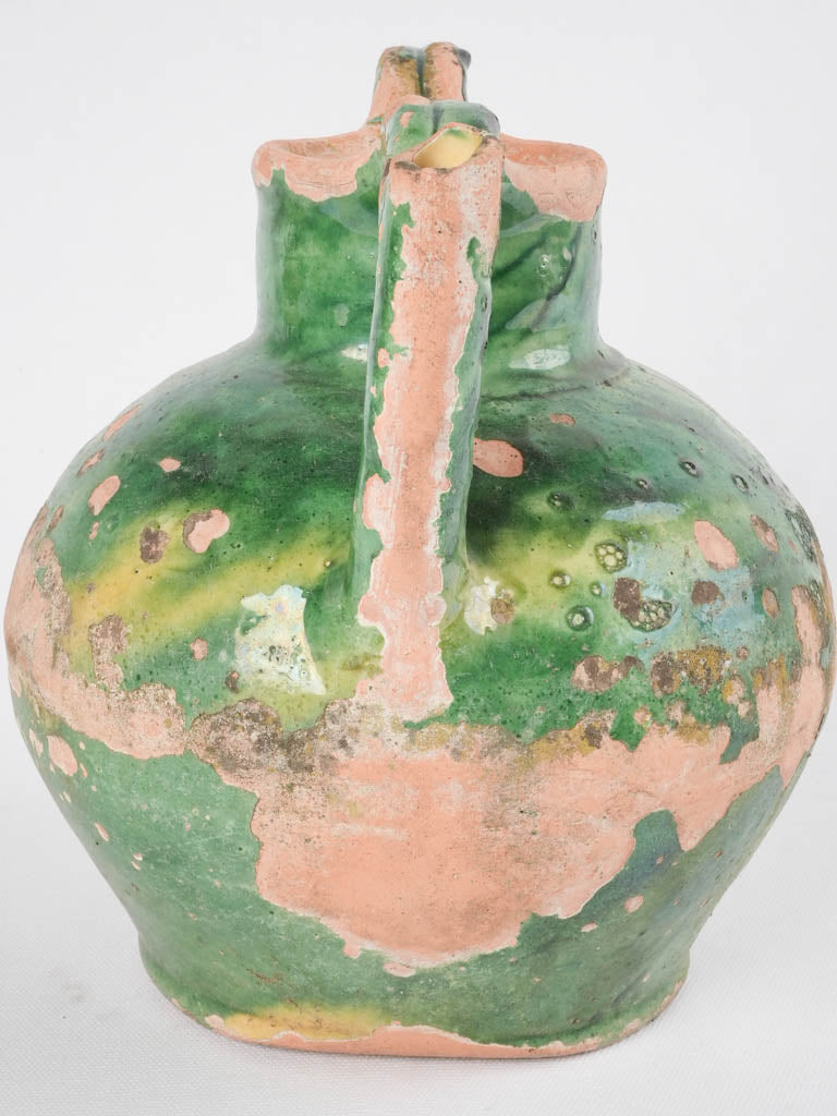 Antique French green "orjol" pitcher - small 9¾"