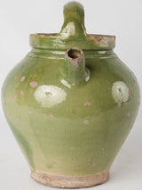 Antique French water pitcher w/ green glaze 9¾"