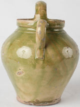 Antique French water pitcher w/ green glaze 9¾"