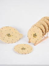 French yellow-beige set of 6 dessert plates & platter