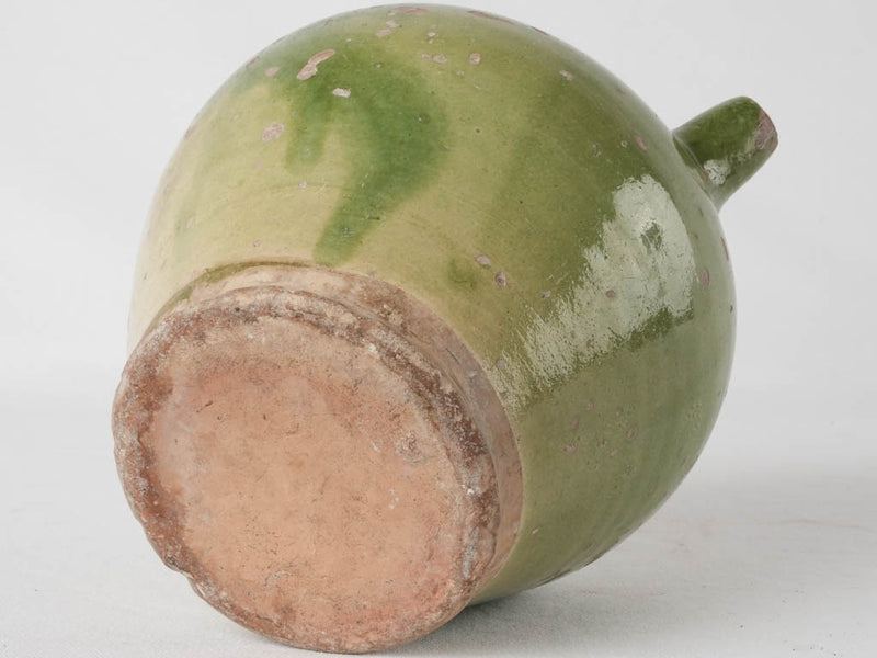 Antique French water pitcher w/ green glaze 9¾"