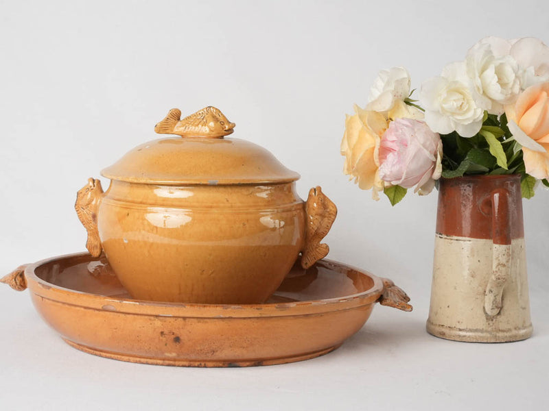 Ocher bouillabaisse soupier w/ bowl - La Bonne Ménagère Vallauris