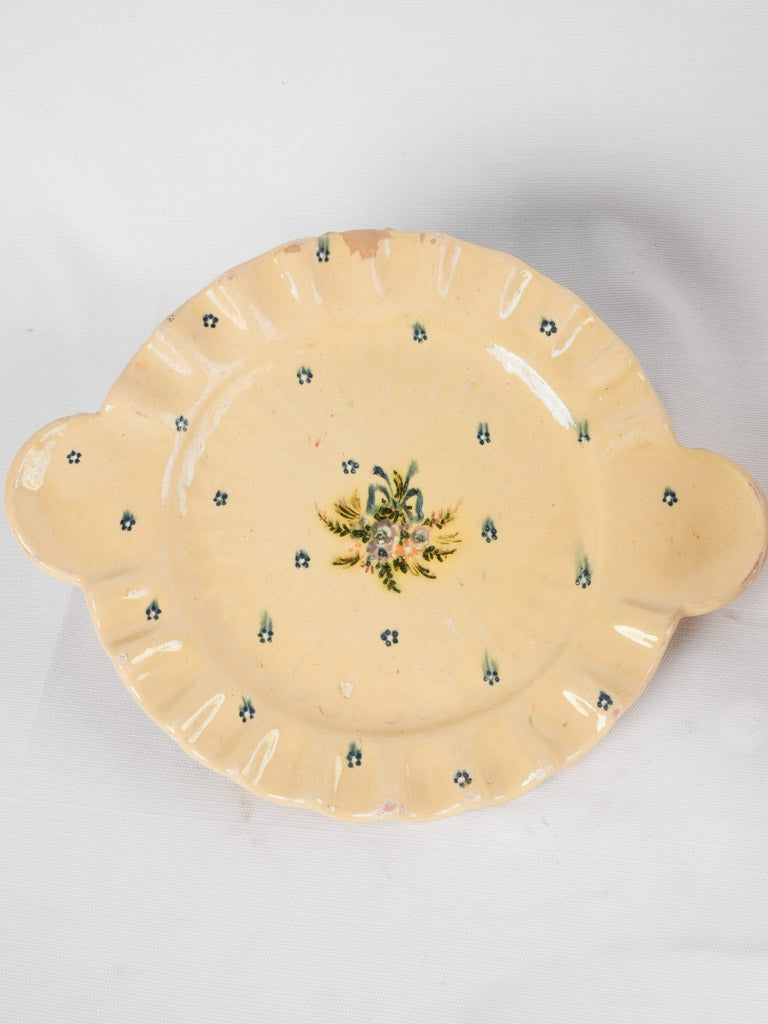 French yellow-beige set of 6 dessert plates & platter