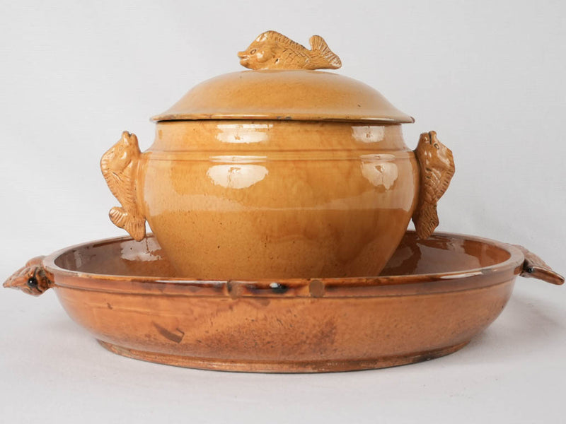Ocher bouillabaisse soupier w/ bowl - La Bonne Ménagère Vallauris
