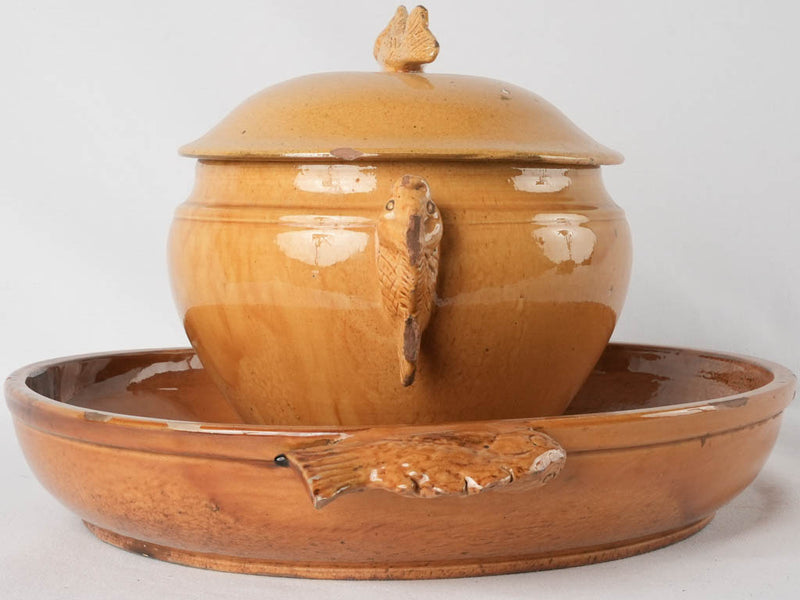 Ocher bouillabaisse soupier w/ bowl - La Bonne Ménagère Vallauris
