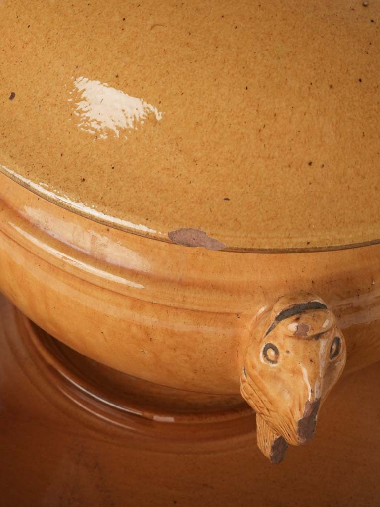 Rustic ocher-glazed tureen with lid