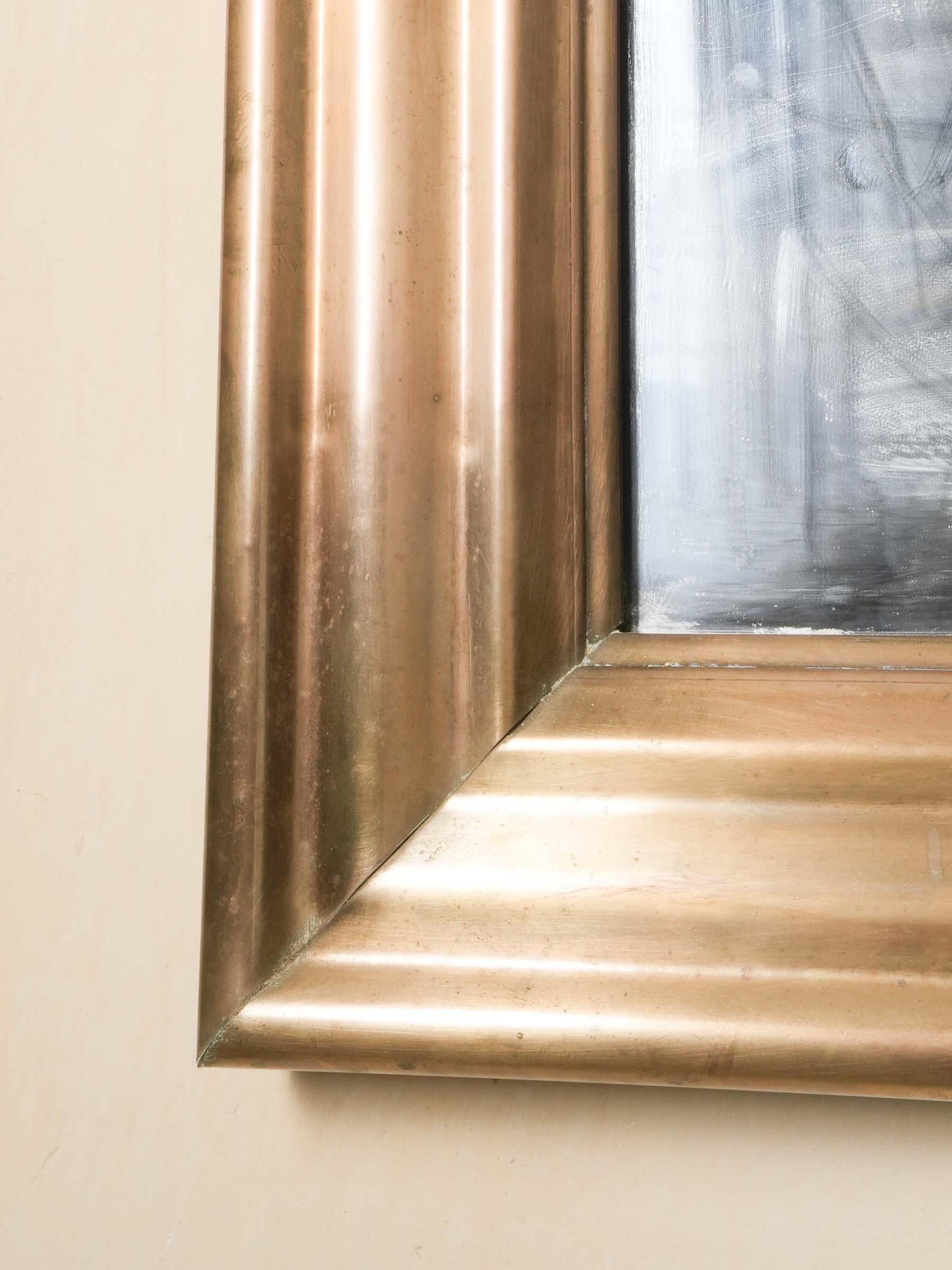 Large Early 20th Century French Brass Bistro Mirror - 46" x 40¼"
