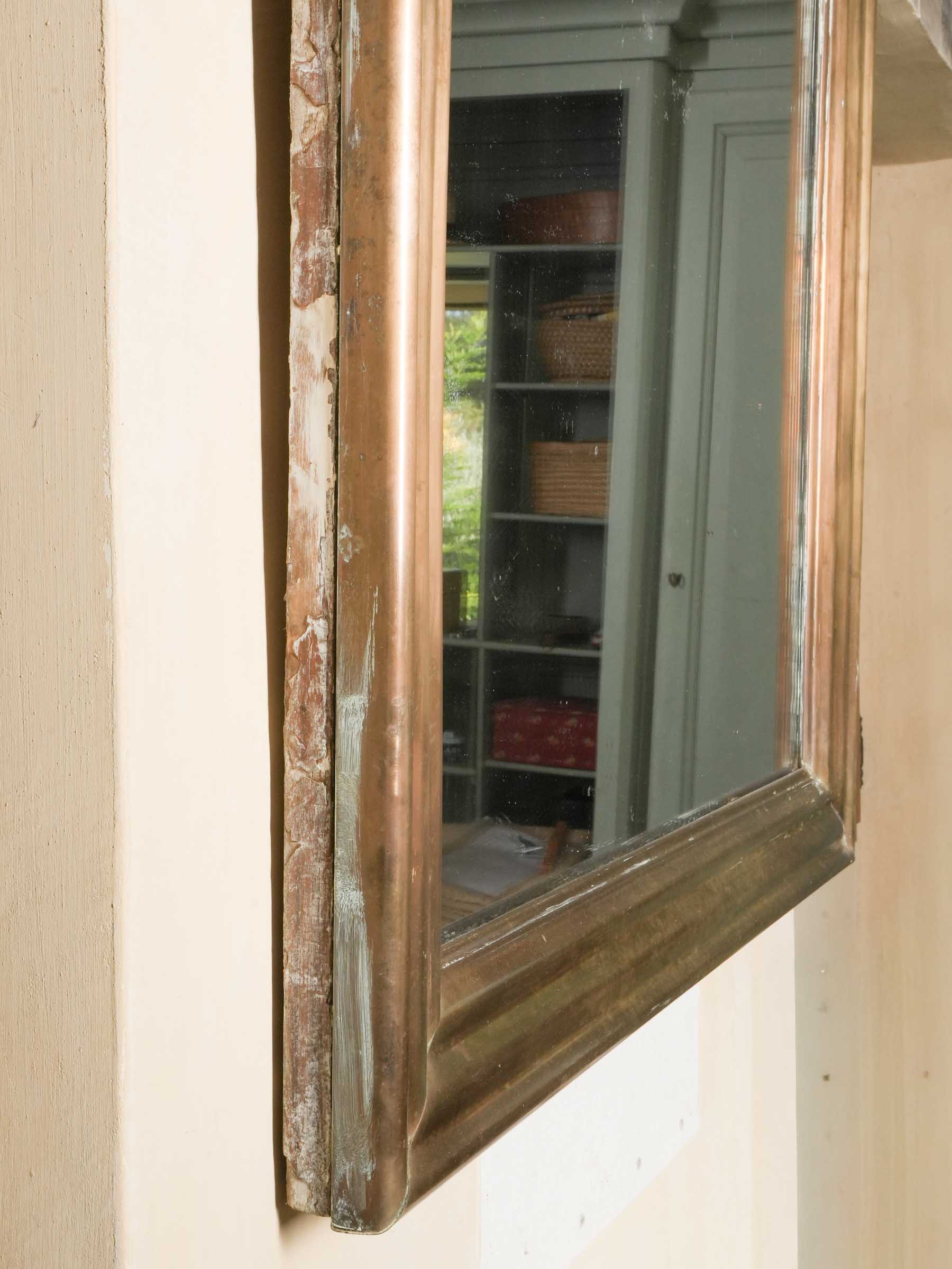 Large Early 20th Century French Brass Bistro Mirror - 46" x 40¼"