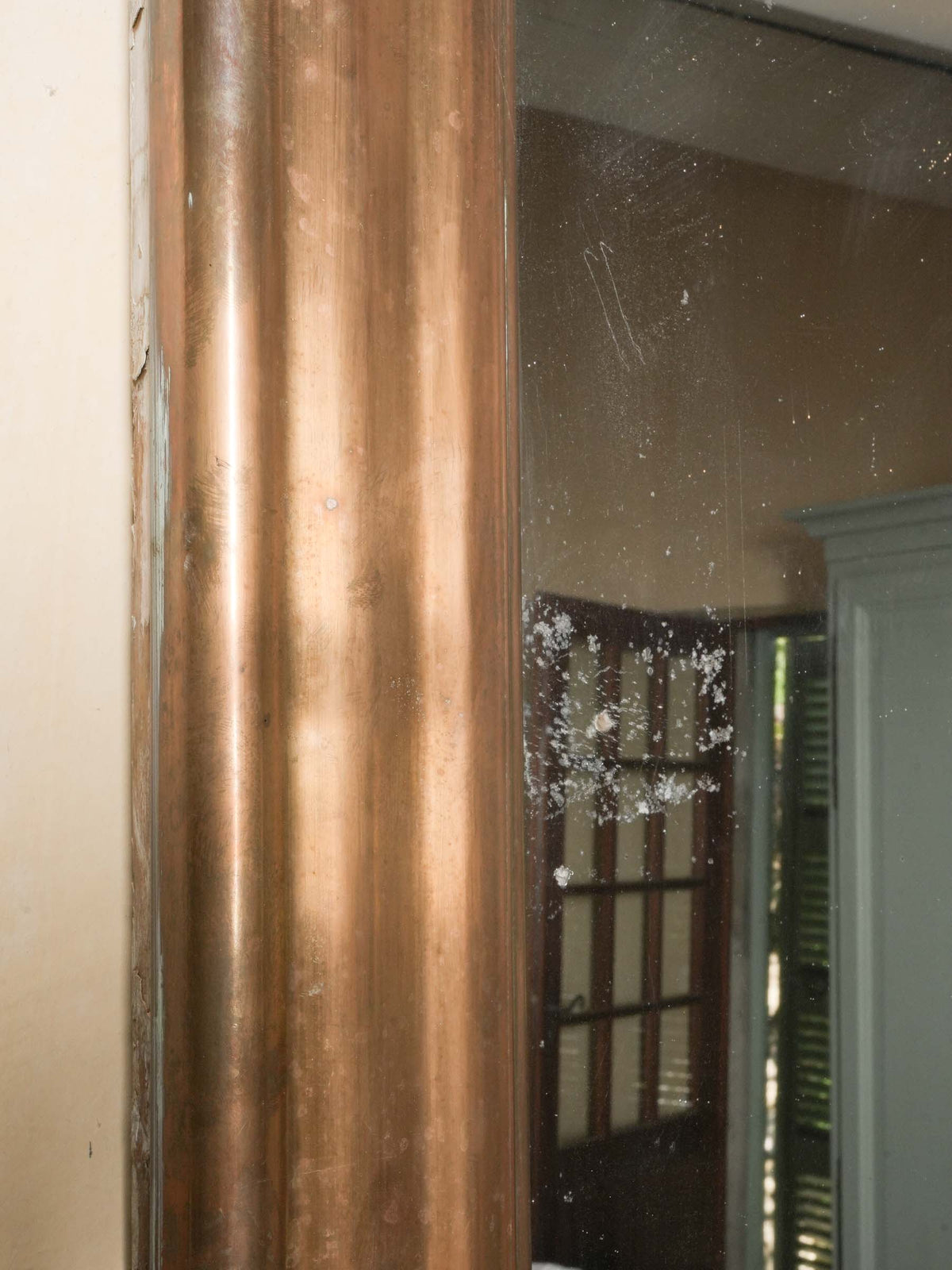 Large Early 20th Century French Brass Bistro Mirror - 46" x 40¼"