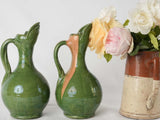 2 vintage green pitchers - Vallauris 11"