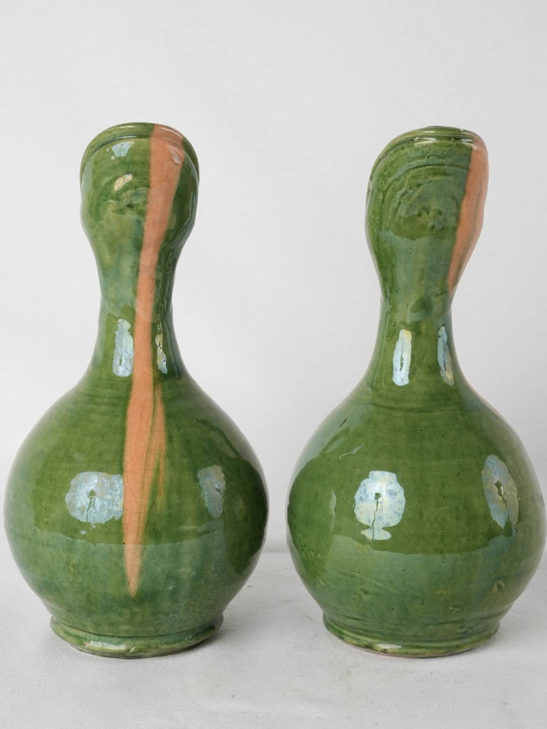 2 vintage green pitchers - Vallauris 11"