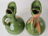 2 vintage green pitchers - Vallauris 11"