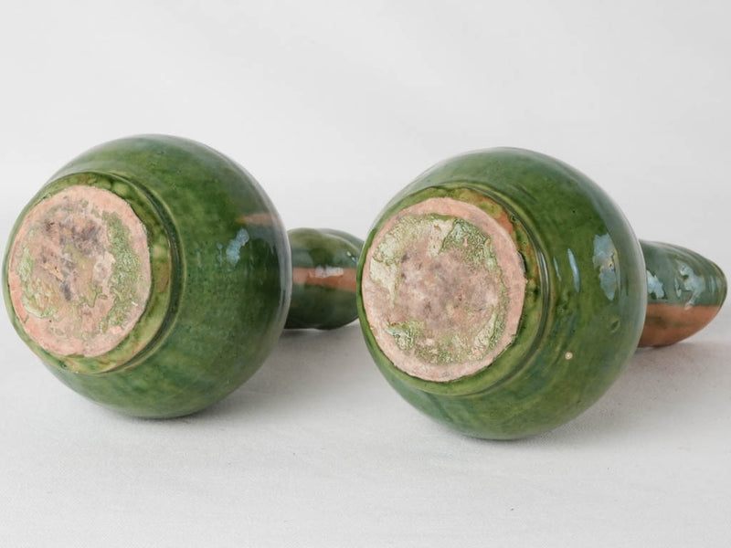 2 vintage green pitchers - Vallauris 11"