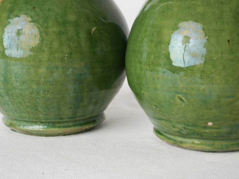 2 vintage green pitchers - Vallauris 11"