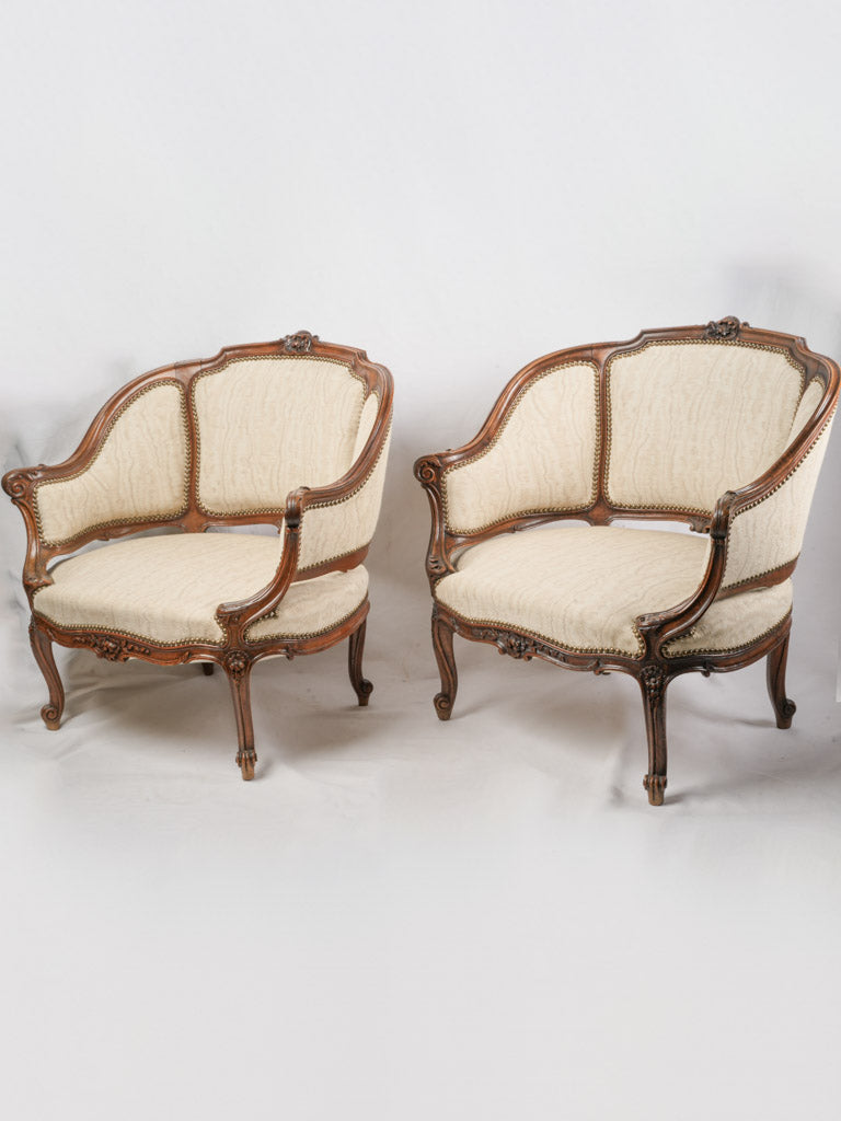 Pair of Louis XV Revival Cabriolet Armchairs Circa 1900 - 31"