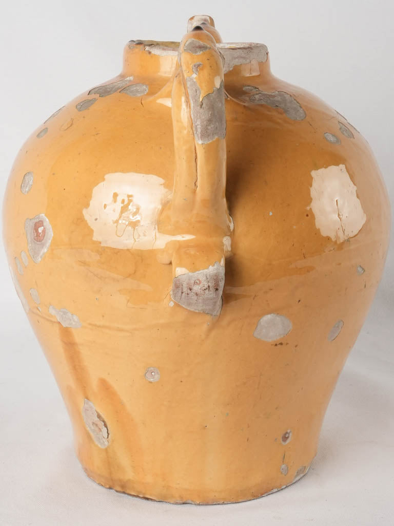 Large antique French water pitcher w/ yellow glaze - Castelnaudary 13¾"