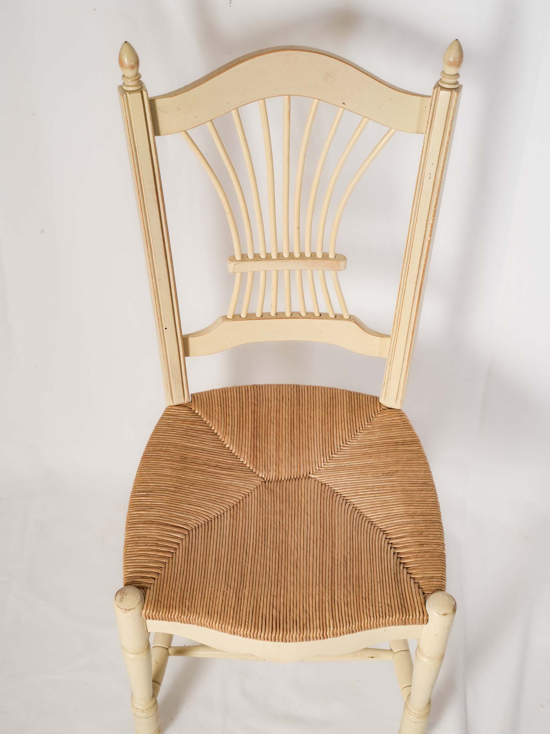 Set of 14 Provençal Painted Dining Chairs With Wheat Sheaf Backs, 1980s
