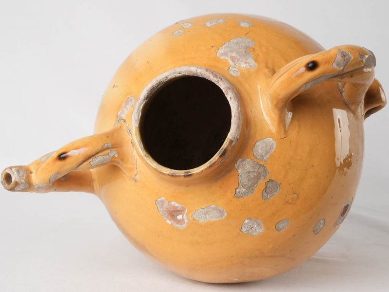 Large antique French water pitcher w/ yellow glaze - Castelnaudary 13¾"