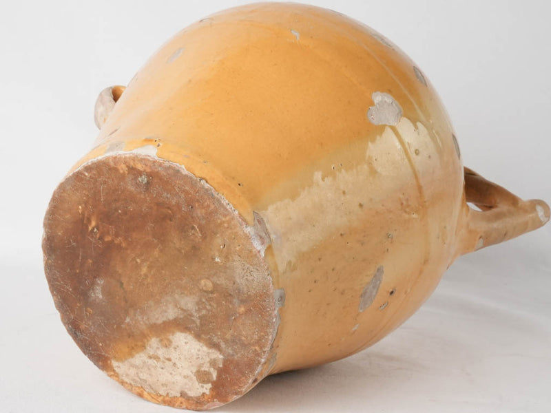 Large antique French water pitcher w/ yellow glaze - Castelnaudary 13¾"