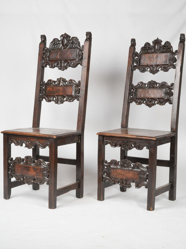 Rare 17th-century Italian carved chairs