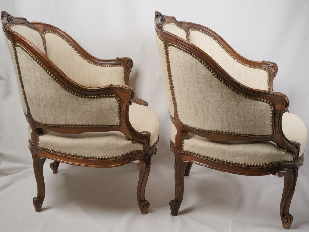 Ivory jacquard upholstered chairs