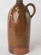 Antique terracotta bottle from Drôme - bottle brown w/ beige patterns 10¾"