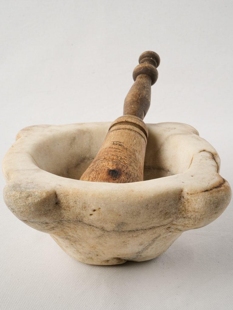 Classic Carrara marble mortar