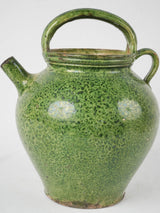Historical green finish French pottery ewer
