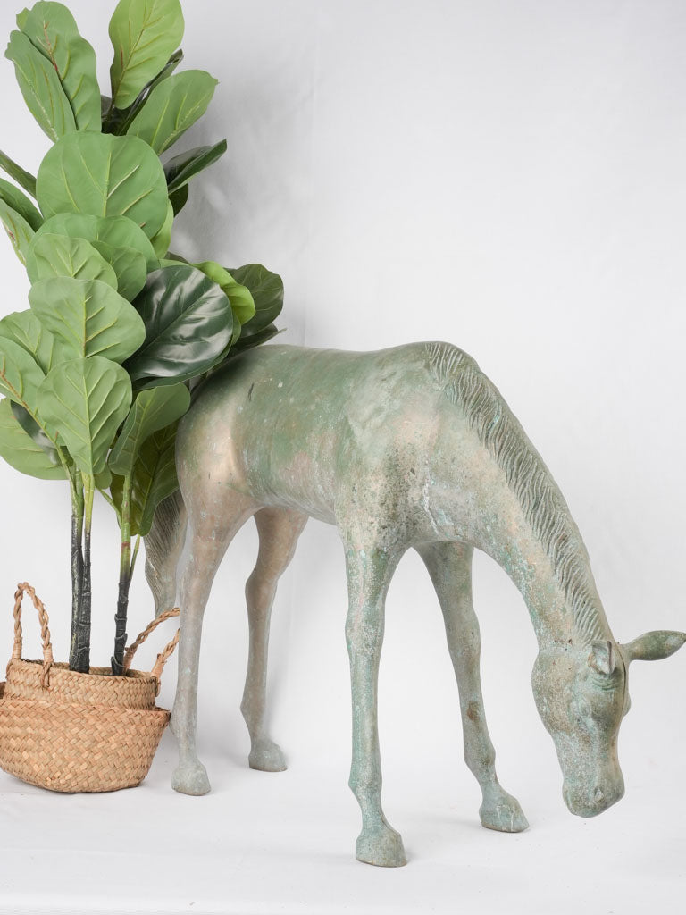 Vintage horse statue w/ verdigris patina 22¾"