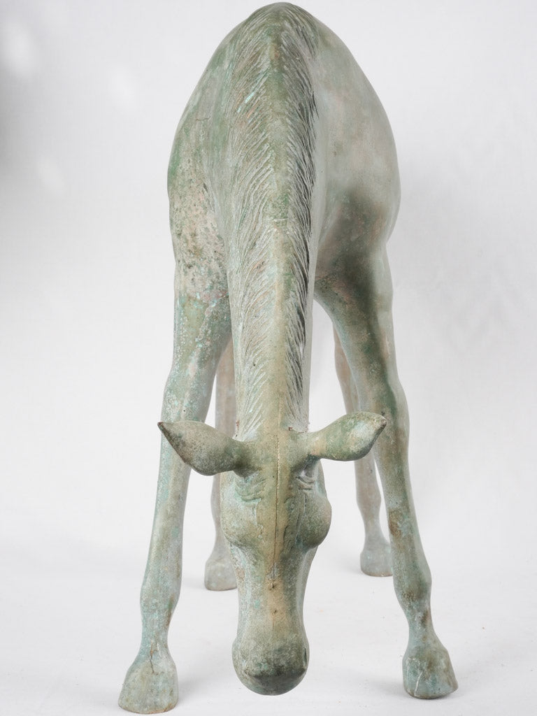 Vintage horse statue w/ verdigris patina 22¾"