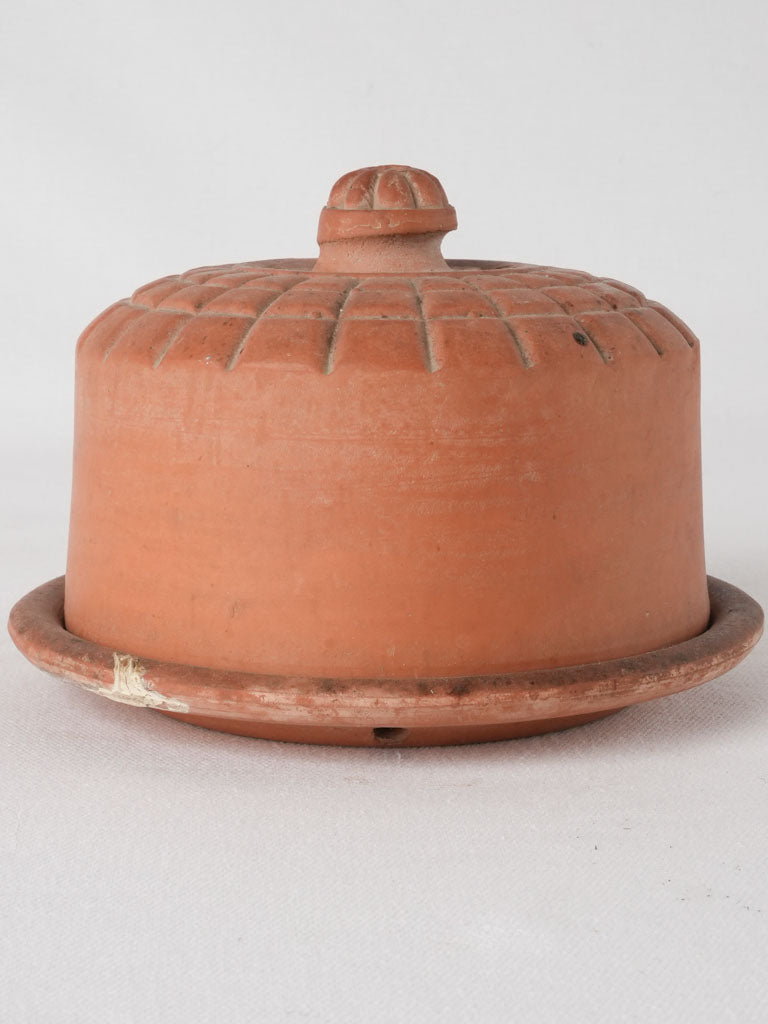 RESERVED CS Antique French butter bell w/ Art Deco motifs- terracotta