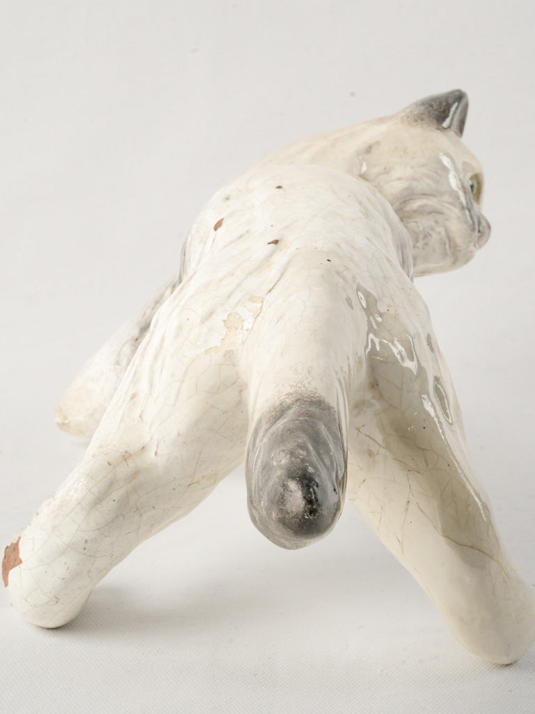 Rustic Poterie earthenware cat art  