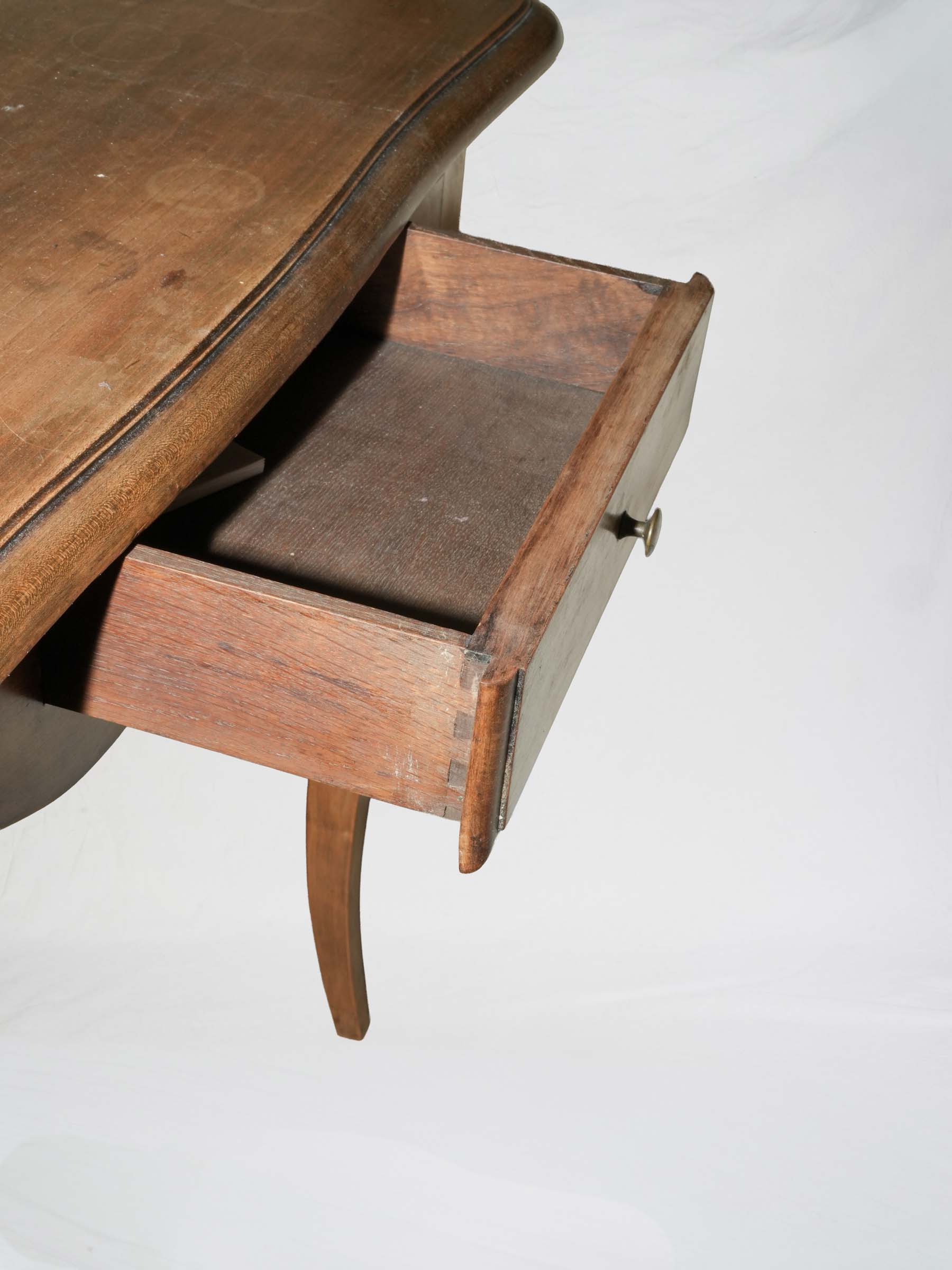 French Oak Side Table with Cabriole Legs, Early 20th Century