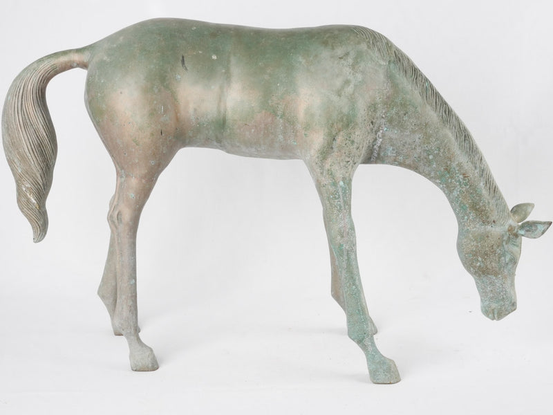 Vintage horse statue w/ verdigris patina 22¾"