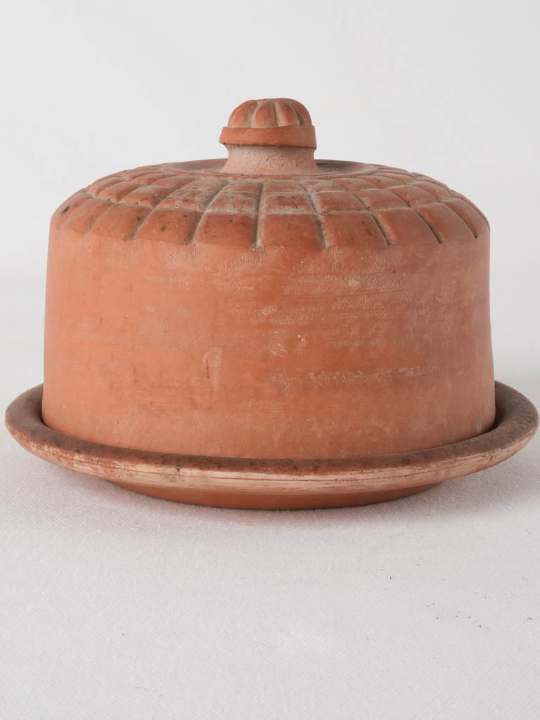 RESERVED CS Antique French butter bell w/ Art Deco motifs- terracotta