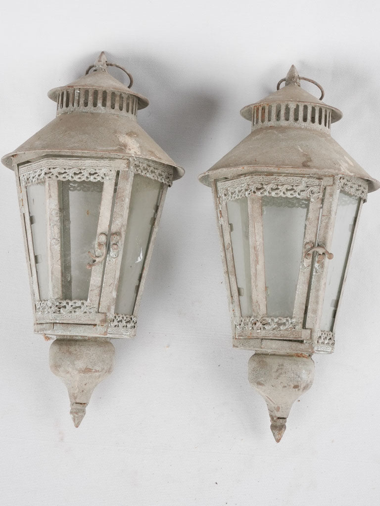 Pair of vintage tole candle lanterns 17¾"