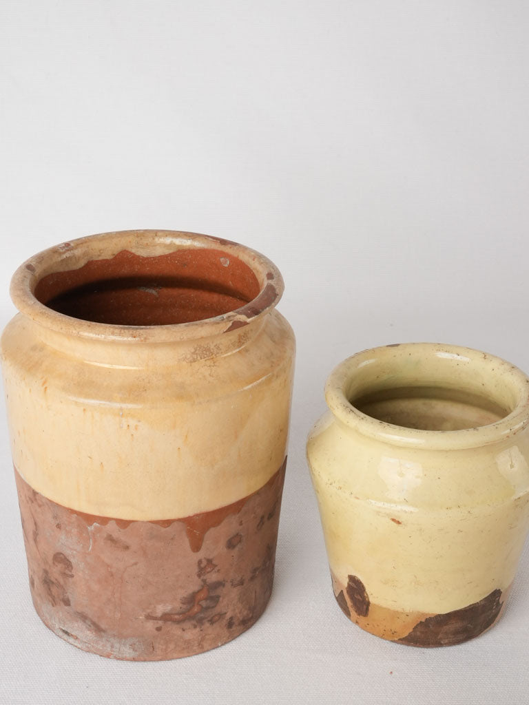 Collection of 4 preserving pots w/ yellow glaze 7½"