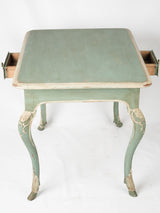 Provençale, Louis XV-style, floral-carved, green and beige table