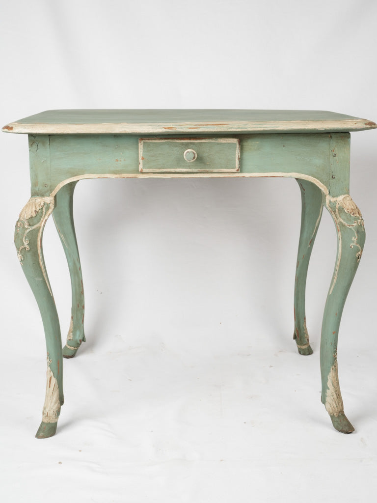 Quaint, 18th-century, cabriole-legged, Provençale, green table