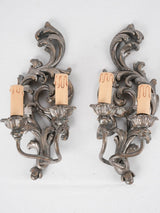 Antique bronze-finish acanthus sconces