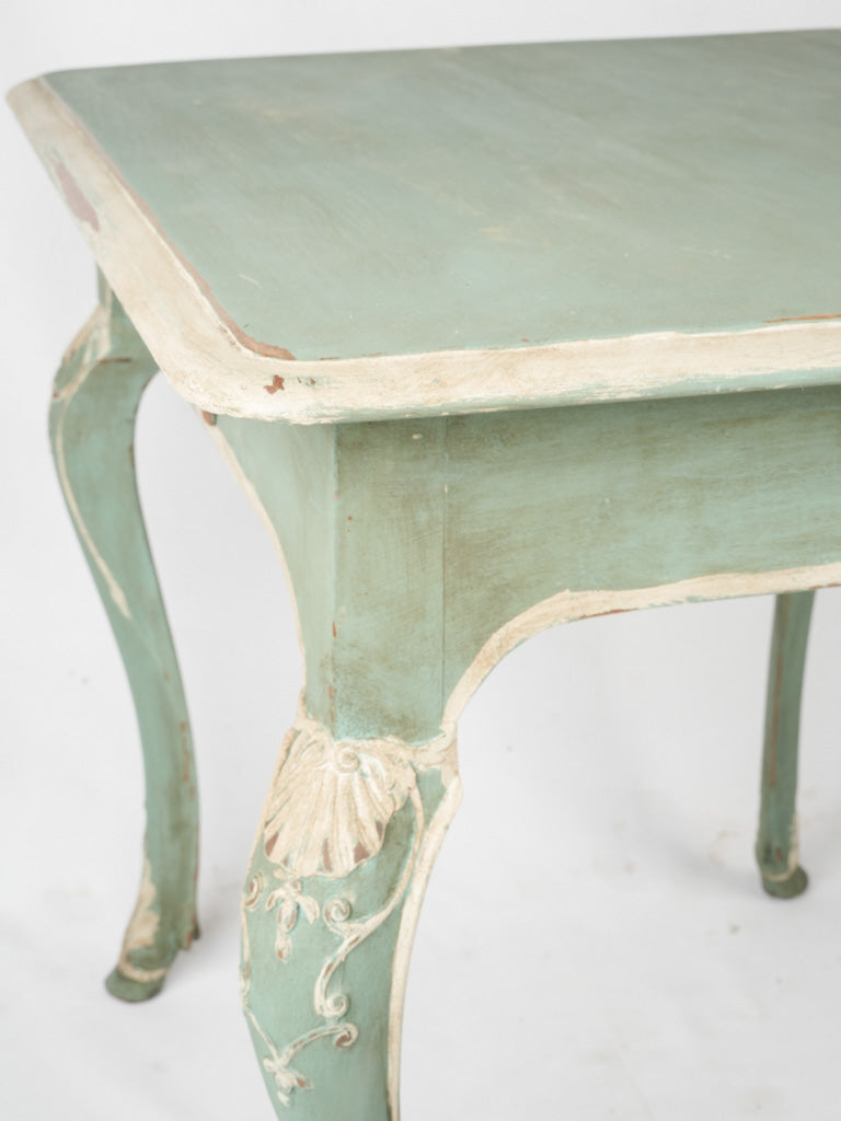 Elegant, 18th-century, sage green, floral-carved, Provençale table